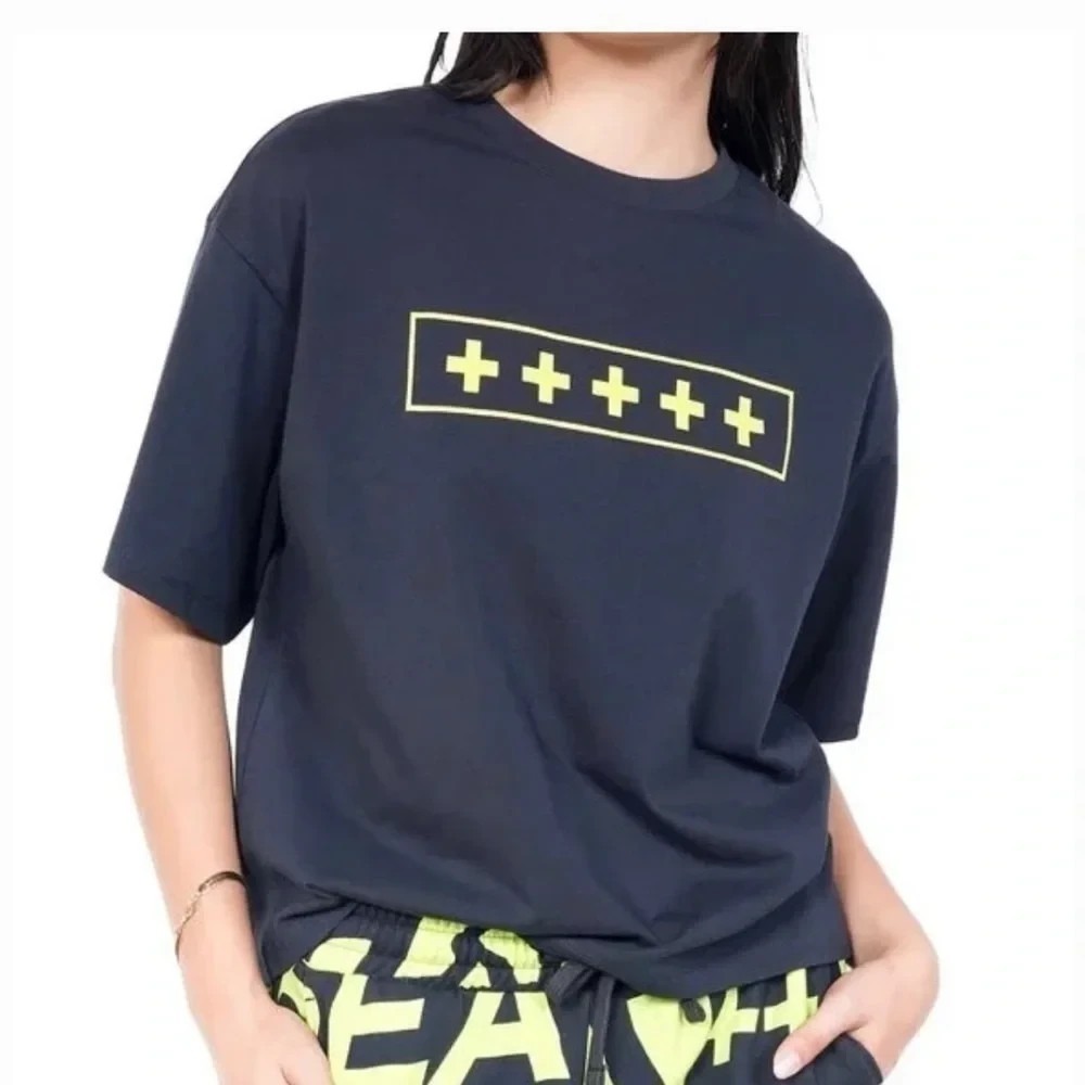 Wildfang + BP. T-Shirt Womens 3X Navy Plus Sign Graphic Organic Cotton Boxy Fit